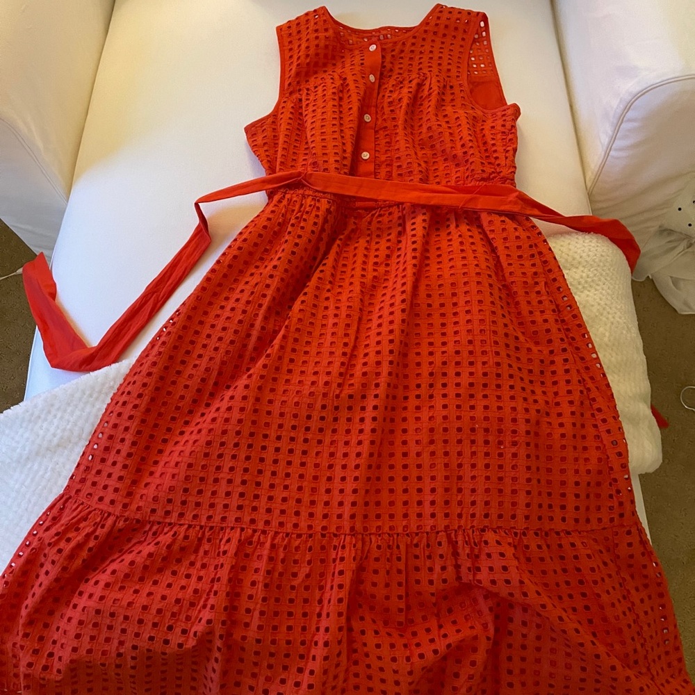 Red/orange J Crew fit and flare dress